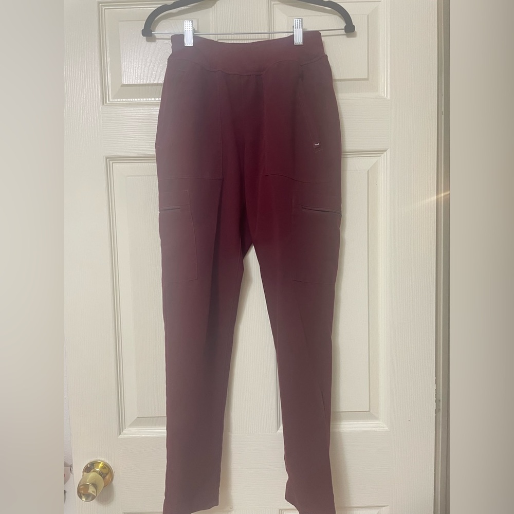 Jaanuu Wine Colored Scrub Pants for Women. Size XS